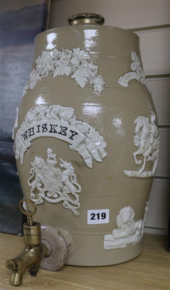 A Victorian stoneware whiskey barrel